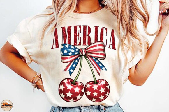 America Cherries PNG: Festive July 4th Design Asset