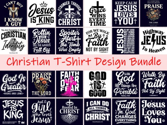 Christian T-Shirt Design Bundle: A Faith-Forward Asset