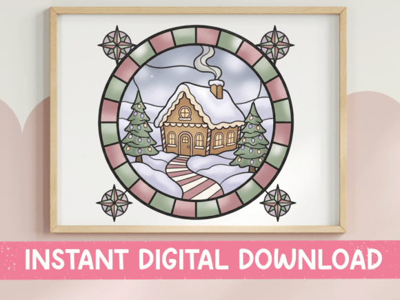 Christmas Cabin Stained Glass Winter: A Muted Holiday Masterpiece