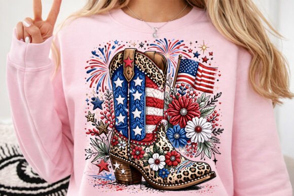 Faux Patriotic Cowgirl Boot Sublimation: Design & Use