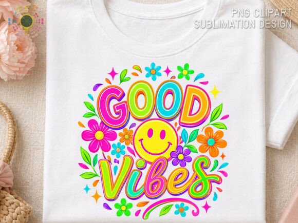 Good Vibes PNG: Retro Summer Smiley Face Design
