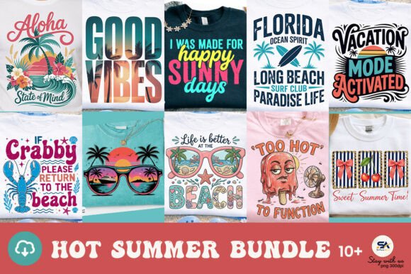 Hot Summer Quote Bundle: Vibrant Bow PNGs for Your Projects
