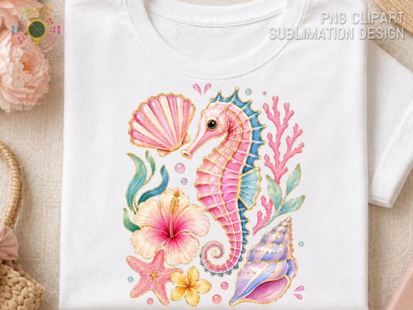 Pastel Seahorse PNG: Coastal Sea Life for Whimsical Design