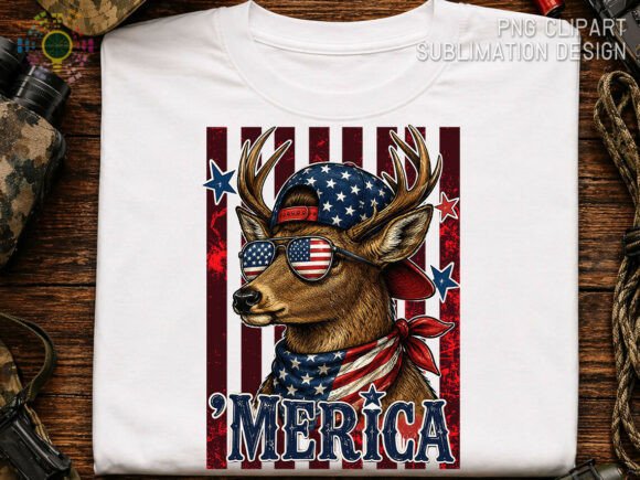 Patriotic Deer America PNG: Bold 4th of July Graphics