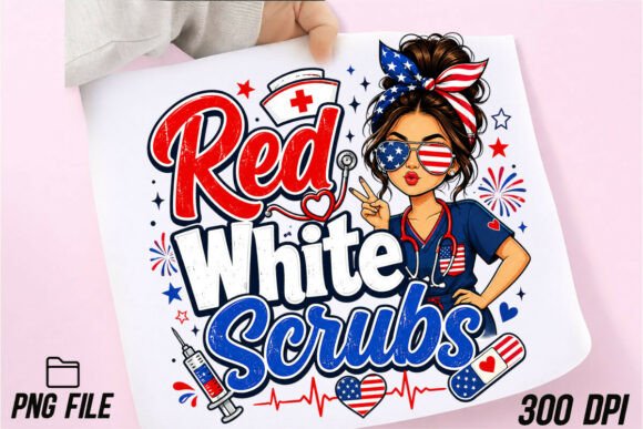 Patriotic Pride in Pixels: Using the Red White Scrubs Nurse PNG