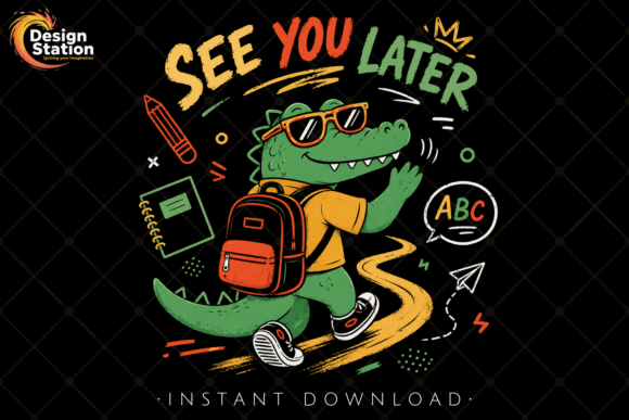 See You Later Alligator Kids Teacher PNG: A Playful Design Asset