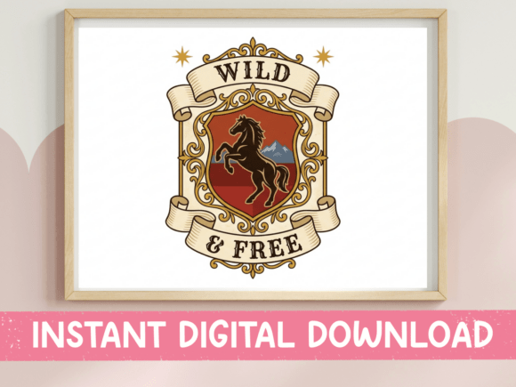 Wild and Free Rearing Horse Crest: A Design Asset with Spirit